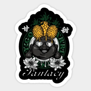 Black face man holding pineapples on his head Sticker
